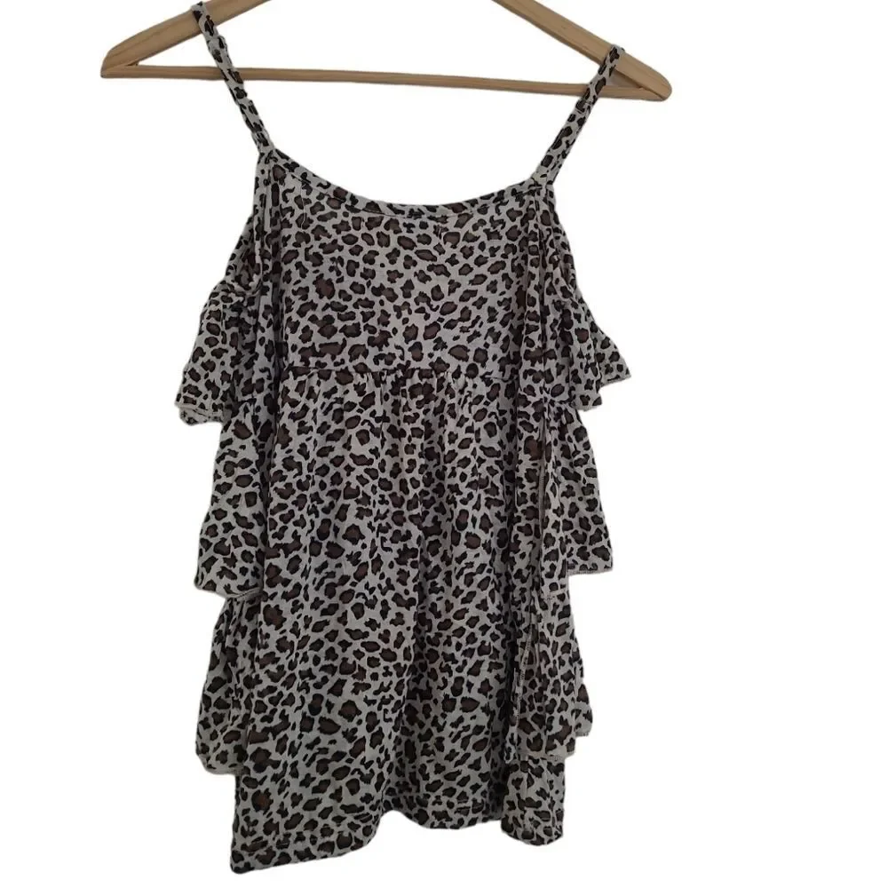 women's top Love change cheetah print tan top size small - Picture 2 of 4